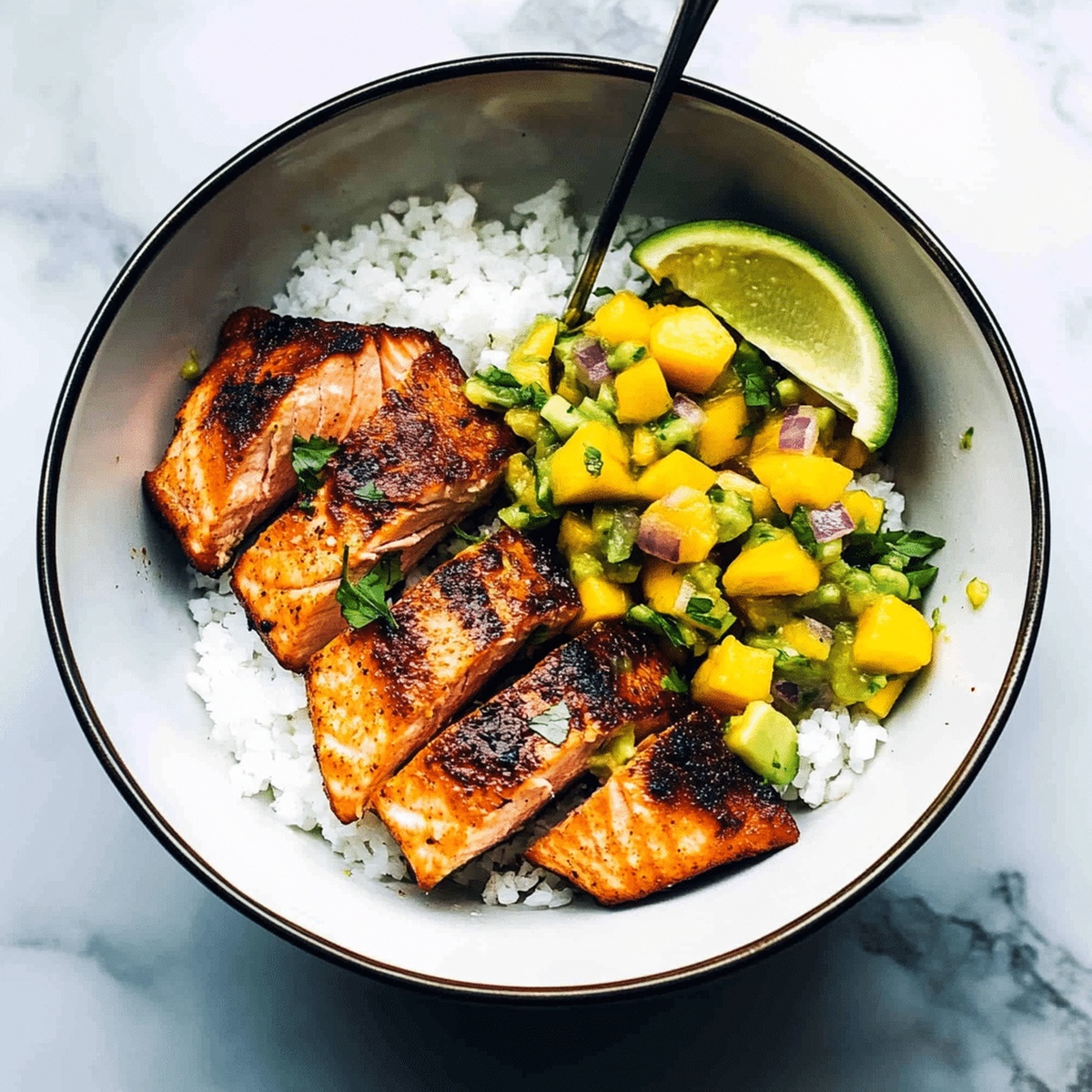 Bbq Salmon Bowls With Mango Avocado Salsa Recipe