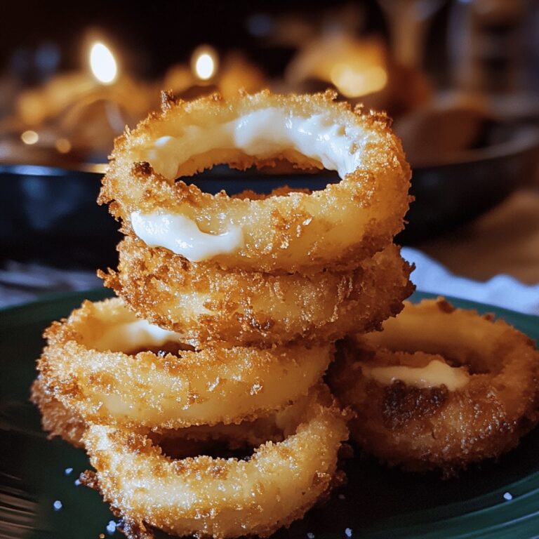 Mozzarella Stuffed Crispy Baked Onion Rings Recipe