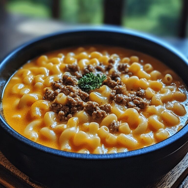 One-Pot Macaroni Cheeseburger Soup Recipe