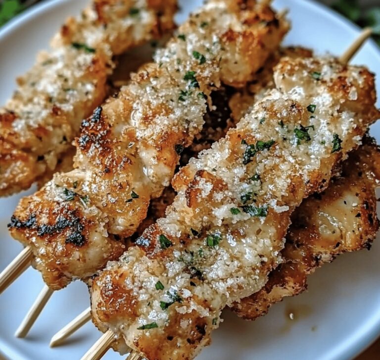 Crispy Air Fryer Garlic Parmesan Chicken Skewers Recipe