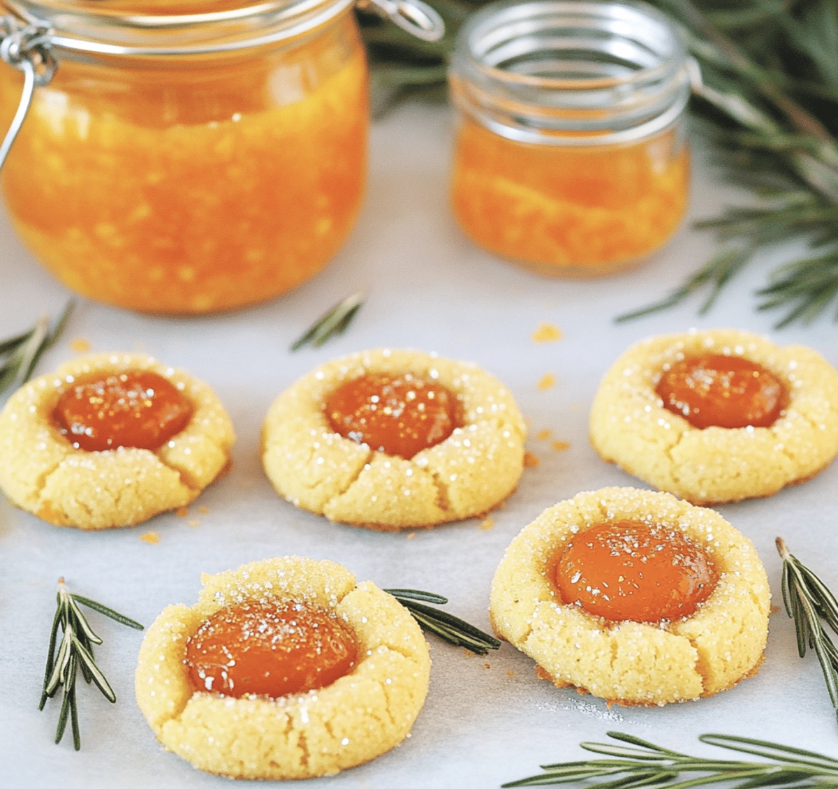 Golden Apricot Rosemary Thumbprint Cookies Recipe