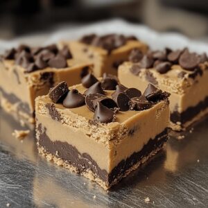 Creamy Peanut Butter & Cookie Dough Fudge Bars Recipe