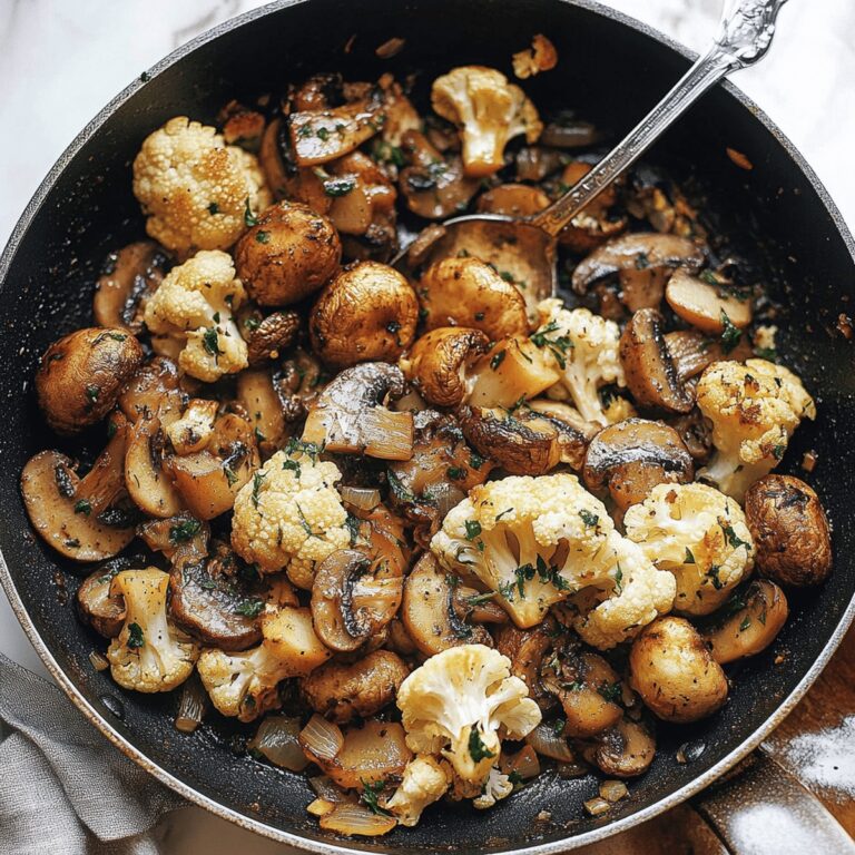 Crispy Garlic Mushrooms Cauliflower Skillet Recipe