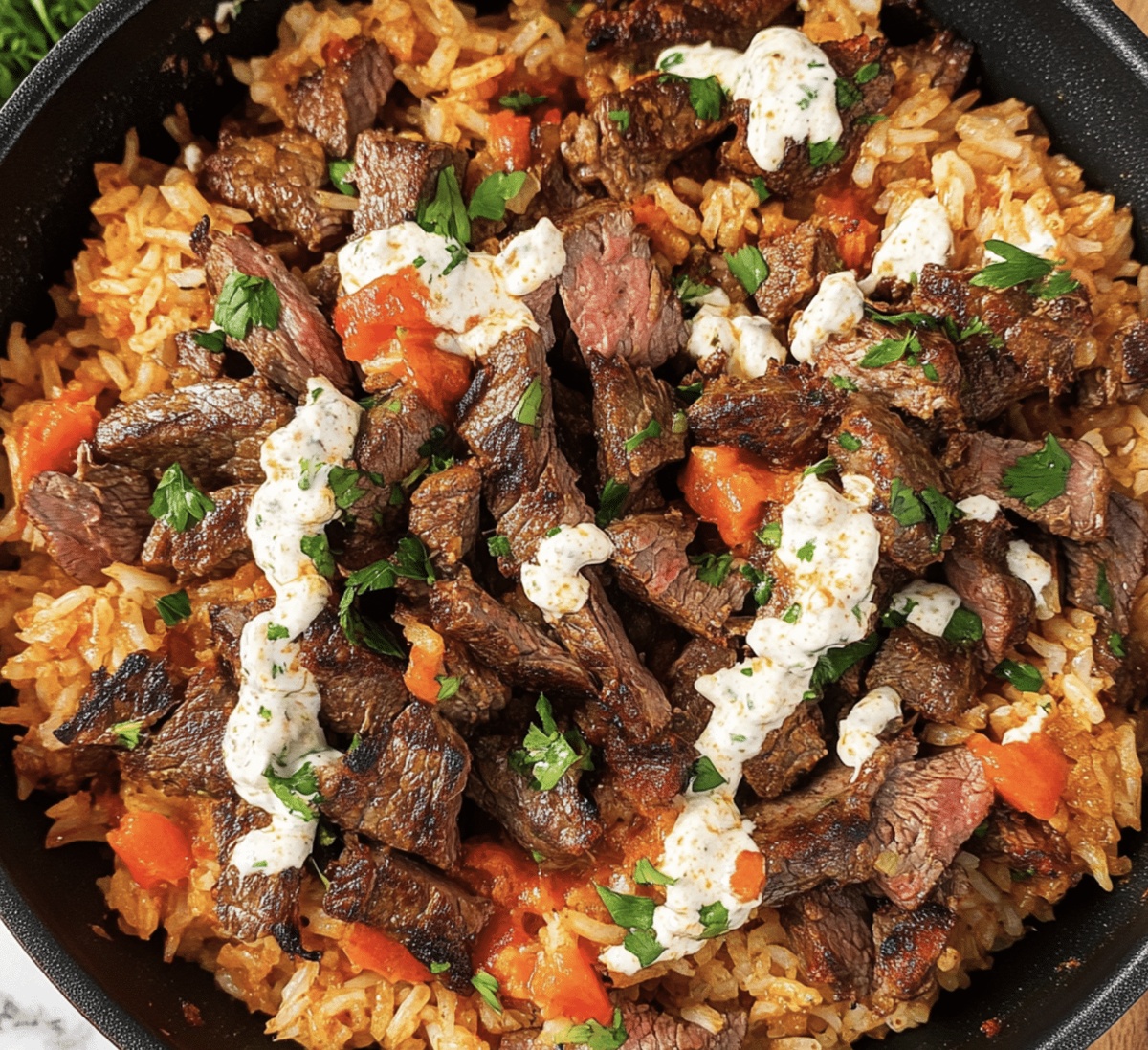 Sizzling Steak & Queso Rice Recipe