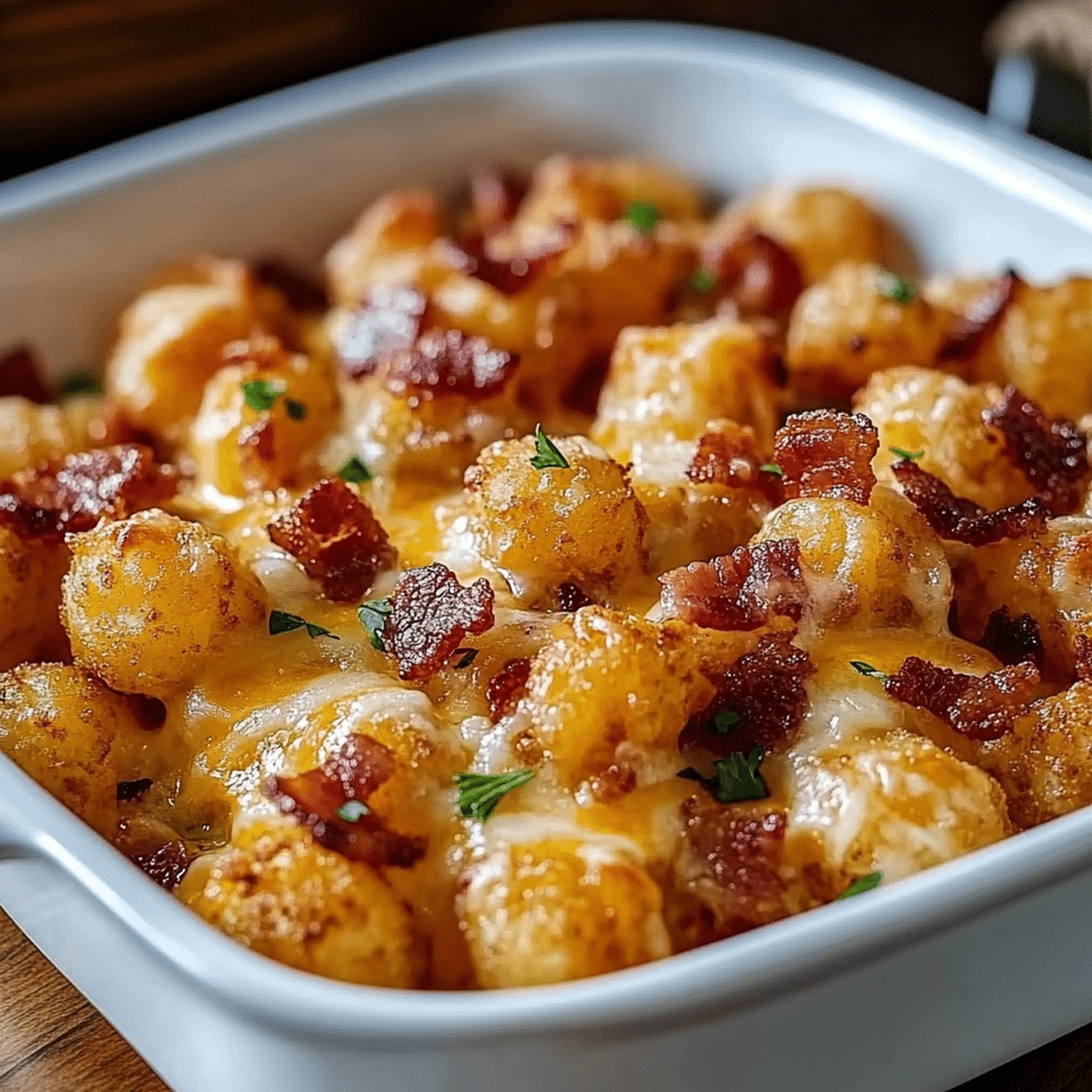 Loaded Bacon Ranch Tater Tot Bake With Cheddar Cheese Recipe