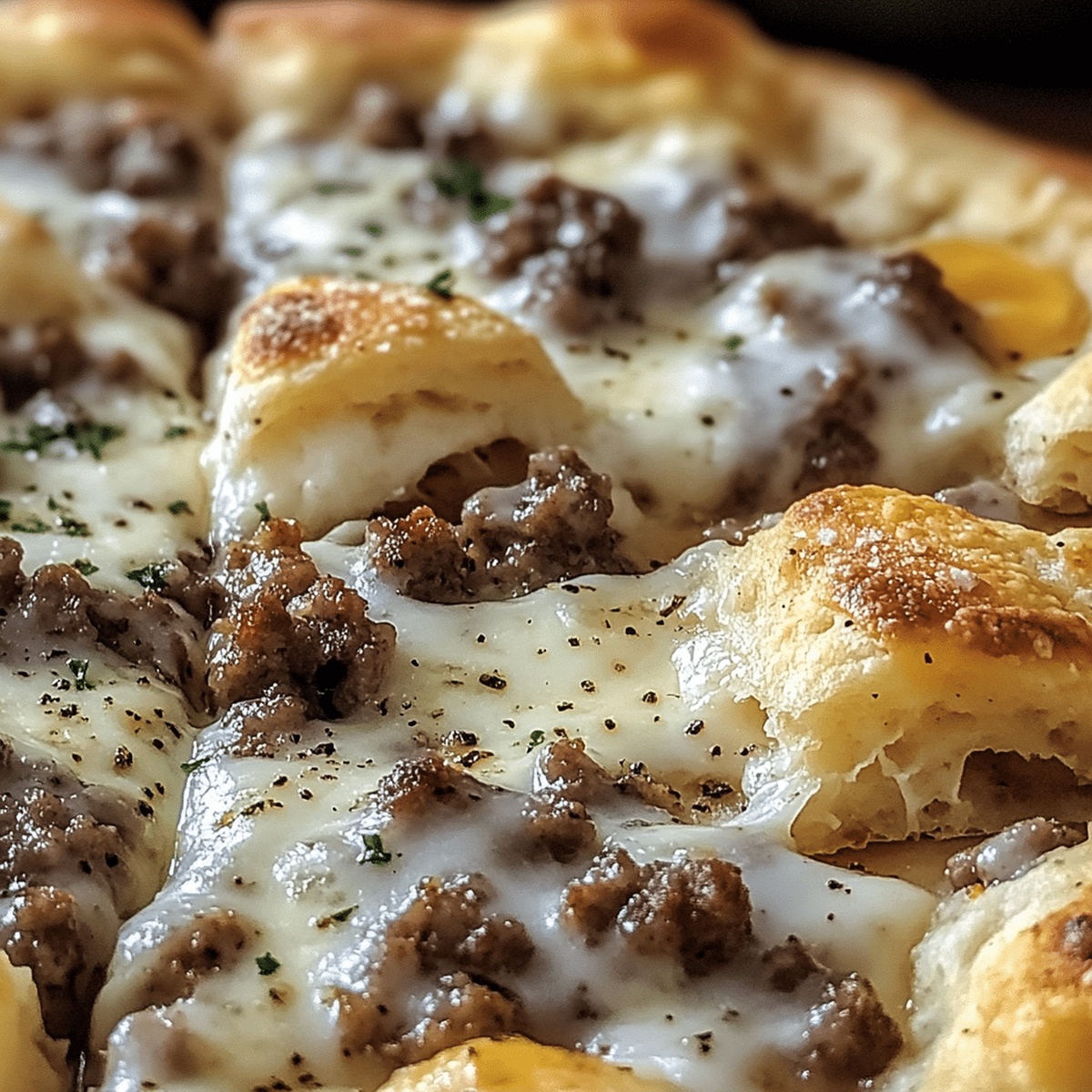 Biscuits And Sausage Gravy Breakfast Pizza Recipe
