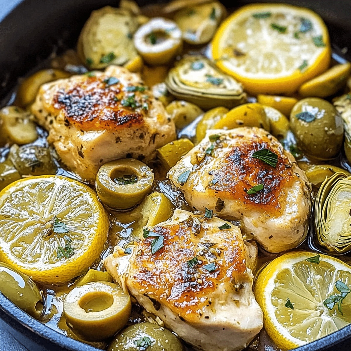 Succulent Mediterranean Lemon Chicken With Artichokes & Olives Recipe