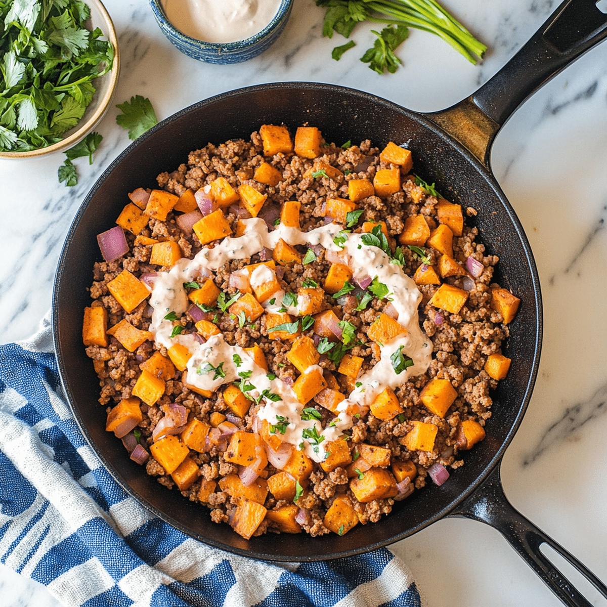Hearty Ground Turkey Sweet Potato Skillet Recipe