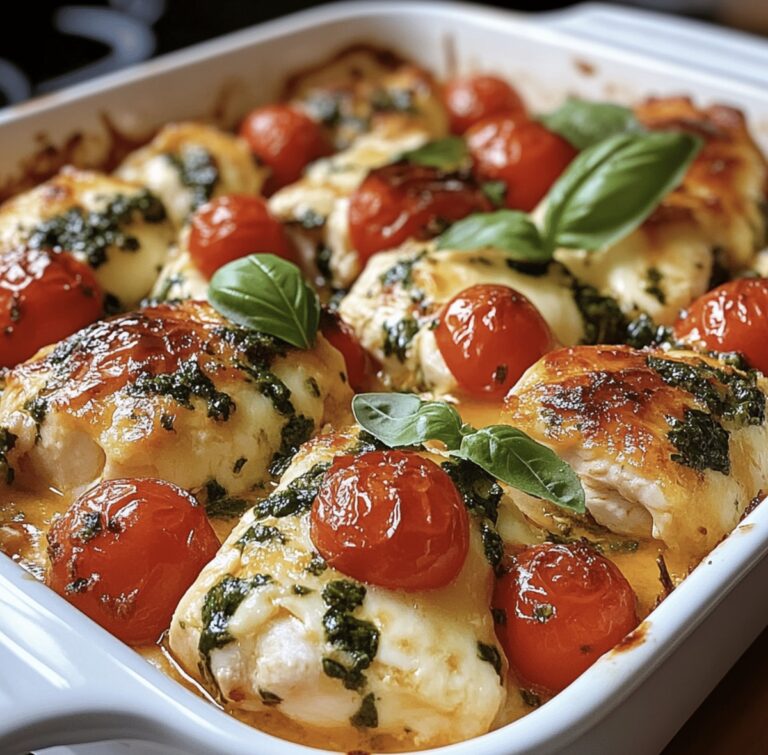 Cheesy Caprese Chicken Casserole Recipe