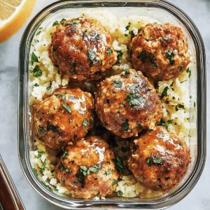Succulent Garlic Butter Chicken Meatballs With Cauliflower Rice Recipe