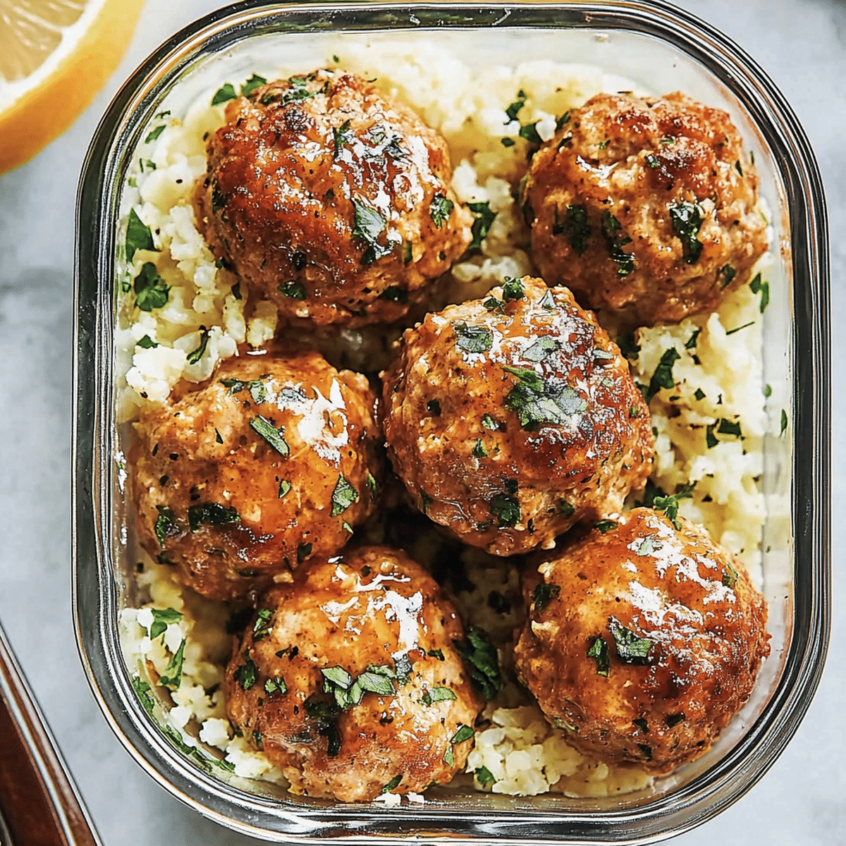 Succulent Garlic Butter Chicken Meatballs With Cauliflower Rice Recipe