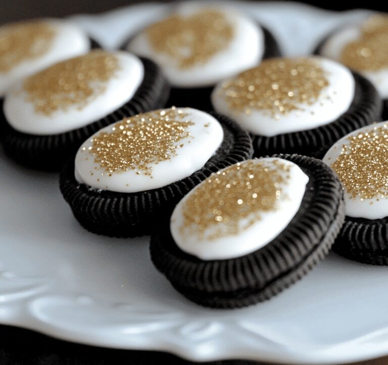 Glamorous Gold Glitter Dipped Peanut Butter Oreos Recipe