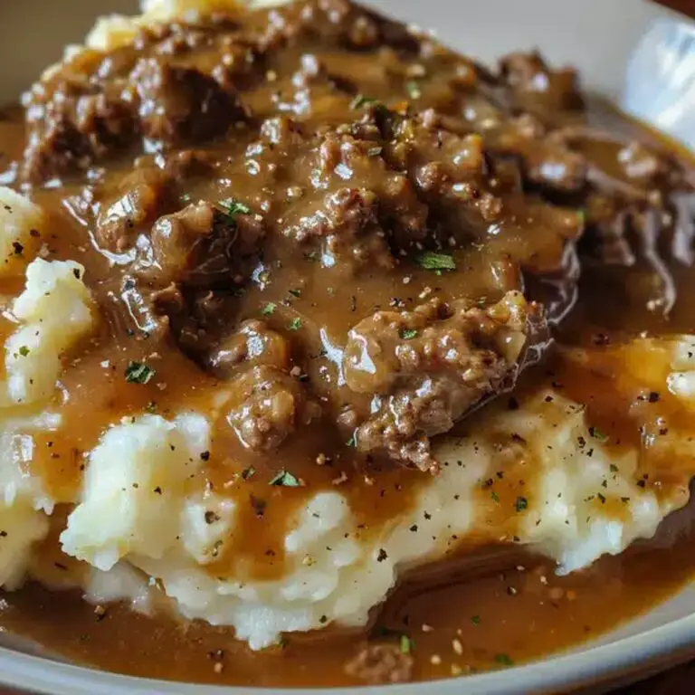 Hearty Ground Beef And Gravy Over Mashed Potatoes Recipe