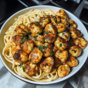 Lemon Garlic Butter Chicken Bites With Savory Parmesan Linguine Recipe