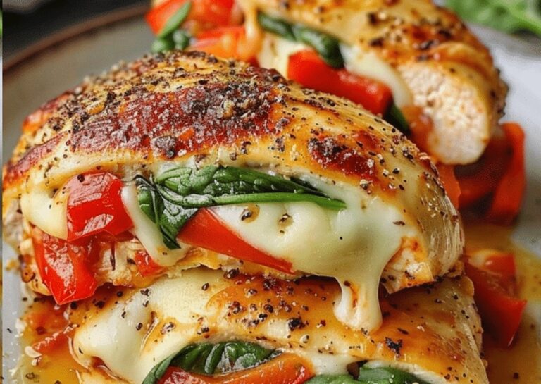 Roasted Red Pepper, Spinach, And Mozzarella Stuffed Chicken Recipe
