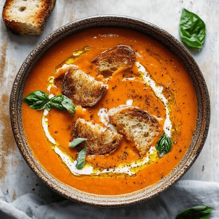 Rustic Tomato Soup With Crispy Gruyere Toasts Recipe