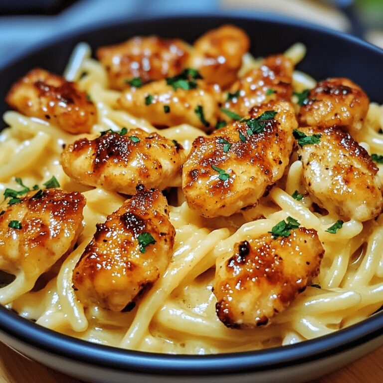 Garlic Butter Chicken Bites With Savory Creamy Parmesan Pasta Recipe