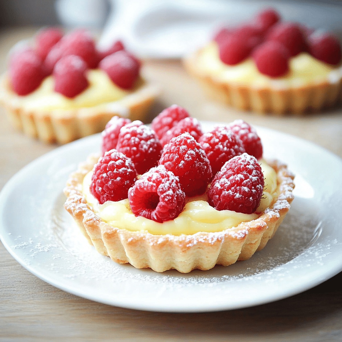 Elegant Vanilla Cream Tarts With Fresh Raspberries Recipe