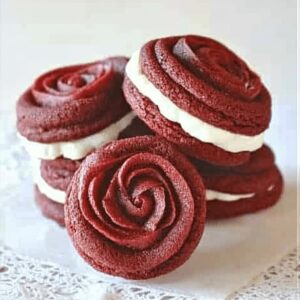 Luscious Red Velvet Rose Sandwich Cookies Recipe