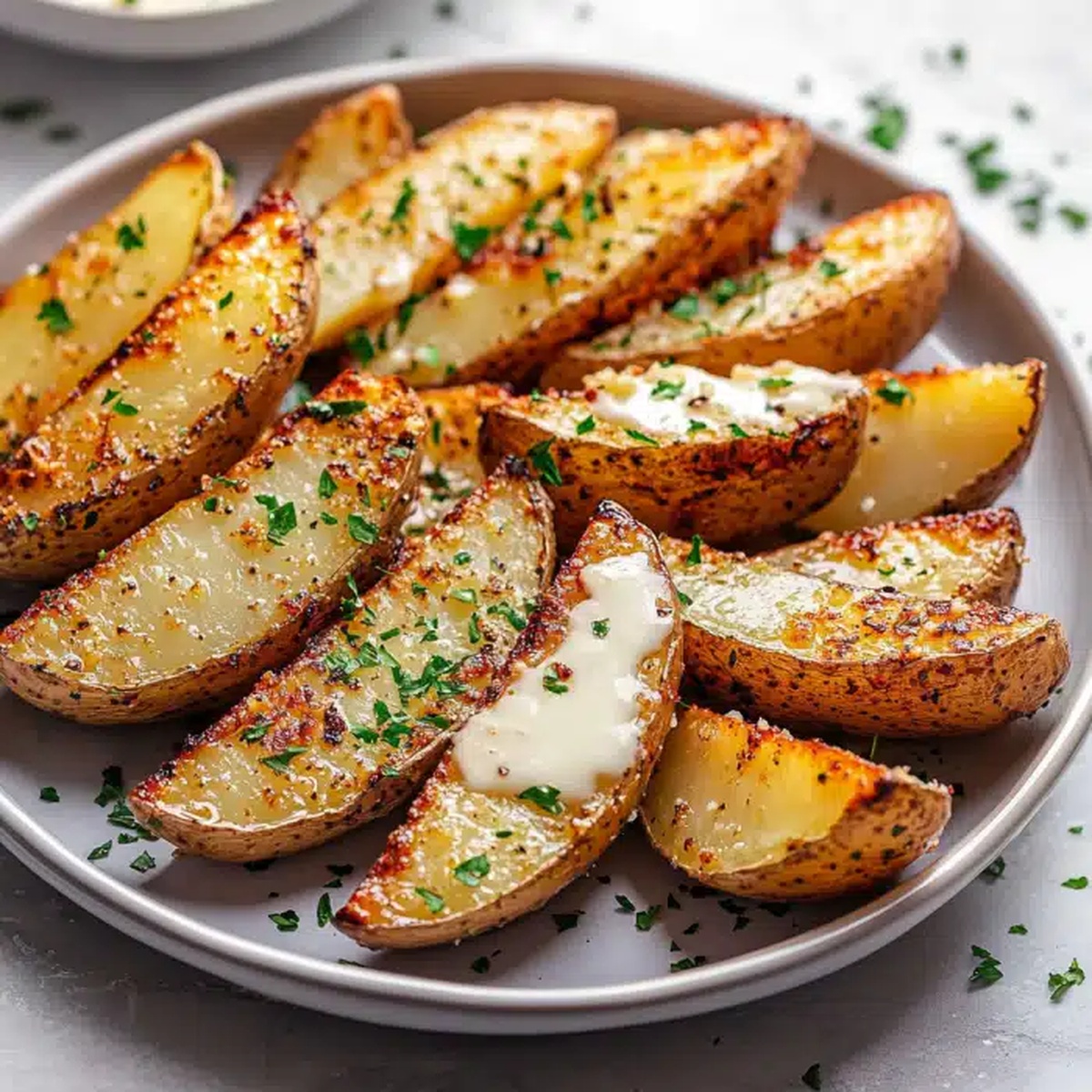 Baked Garlic Parmesan Potato Wedges Recipe