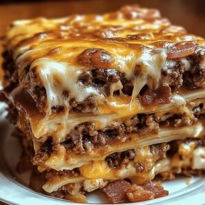 Parmesan Garlic Bacon Cheeseburger Lasagna Recipe