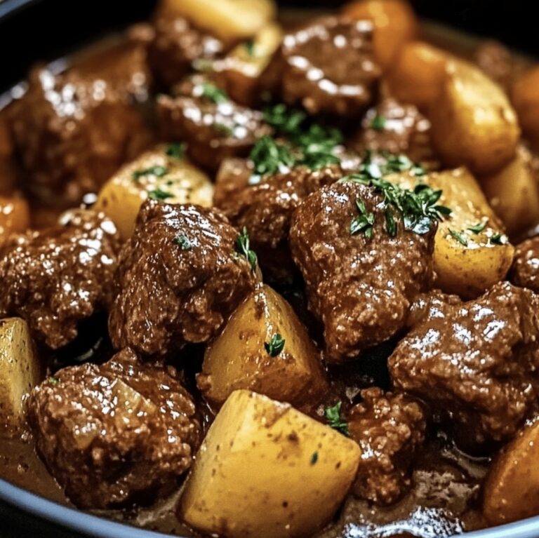 Tender Slow Cooker Garlic Butter Beef Bites & Potatoes Recipe