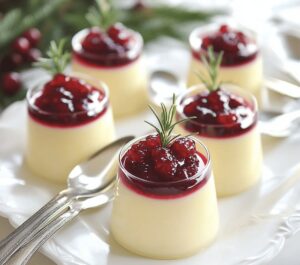 Velvety Eggnog Panna Cotta With Spiked Cranberry Sauce Recipe