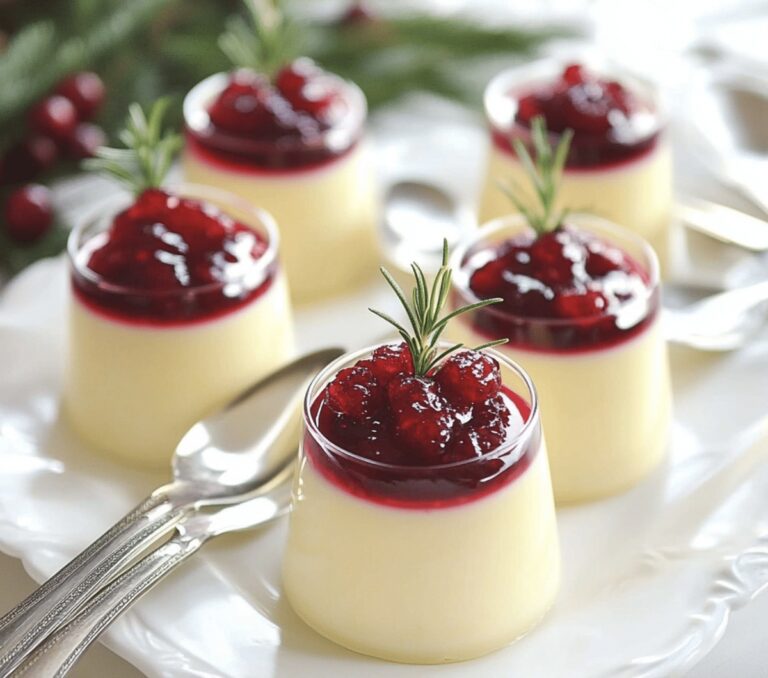 Velvety Eggnog Panna Cotta With Spiked Cranberry Sauce Recipe