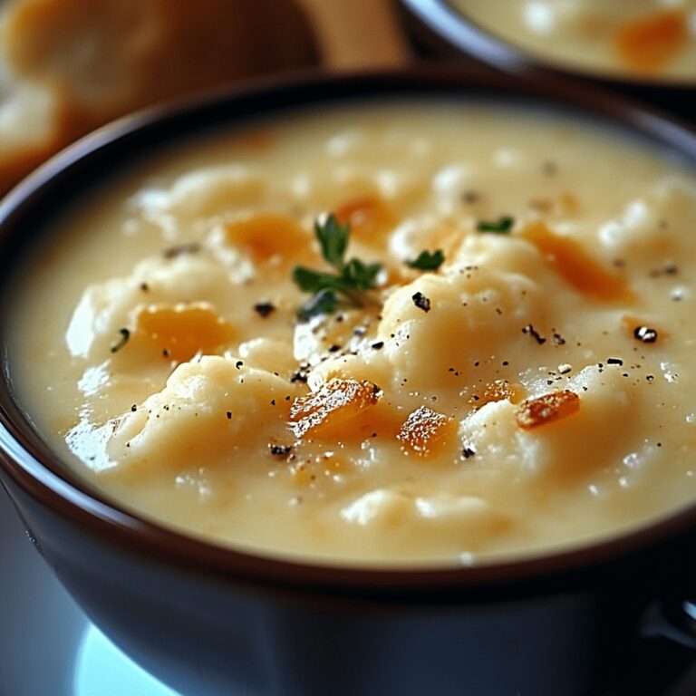 Creamy Cheddar Cauliflower & Roasted Garlic Soup Recipe
