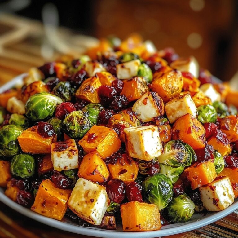 Cranberry-Glazed Roasted Butternut Squash, Brussels Sprouts, And Sweet Potato Salad Recipe