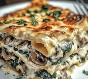 Creamy Spinach & Mushroom Lasagna Recipe