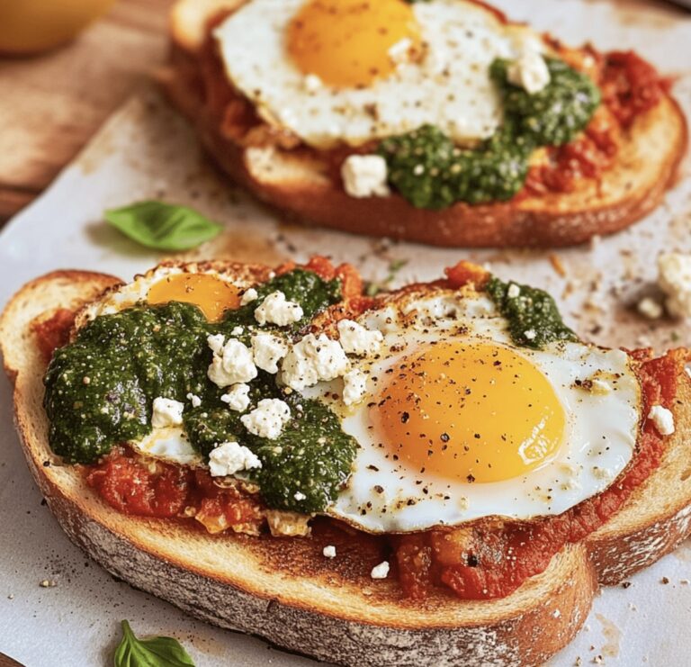 Rustic Shakshouka Toast With Feta Fried Eggs Recipe