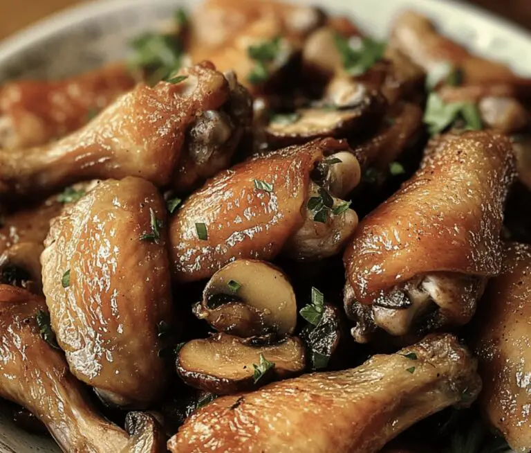 Crispy Chicken Wings With Mushrooms Recipe