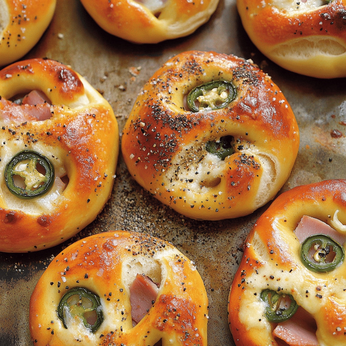 Ham, Swiss, And Jalapeno Stuffed Pretzels Recipe