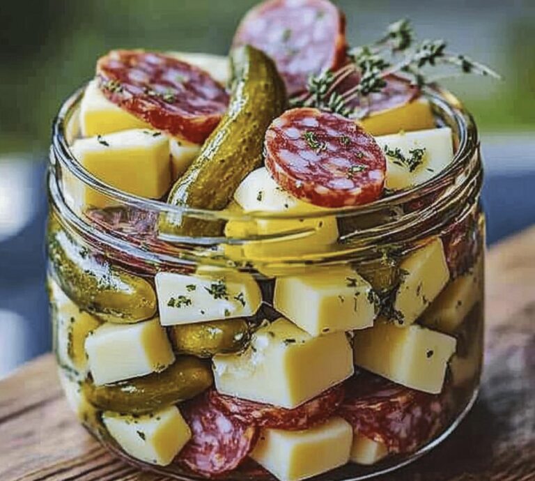 Easy Marinated Cheese Appetizer With Salami & Pickles Recipe