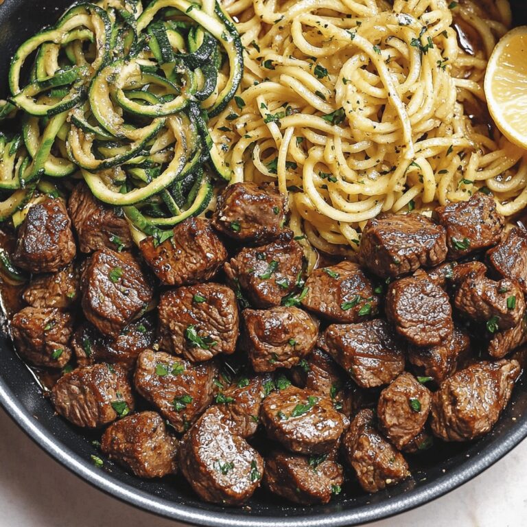Sizzling Garlic Butter Steak Bites With Lemon Zucchini Noodles Recipe