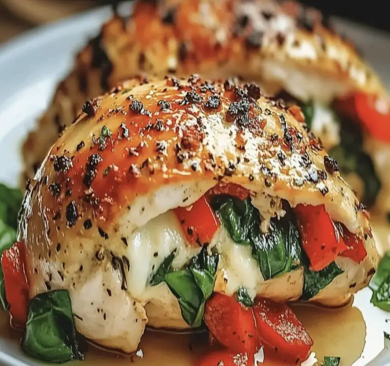 Juicy Stuffed Chicken With Roasted Red Peppers, Spinach, And Mozzarella Recipe