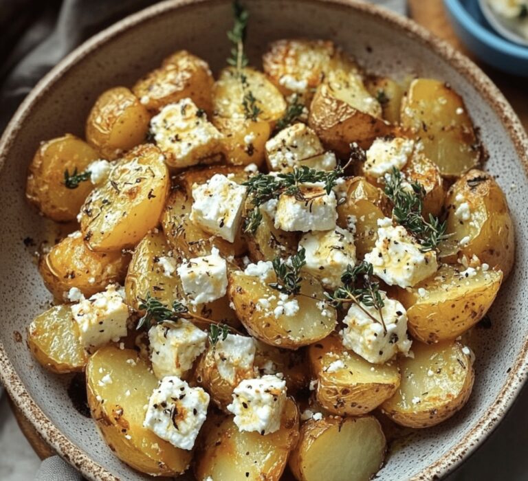 Crispy Potatoes With Baked Feta And Garlic Recipe
