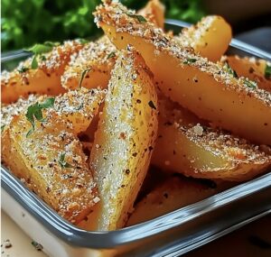 Crispy Garlic Parmesan Potato Wedges Recipe