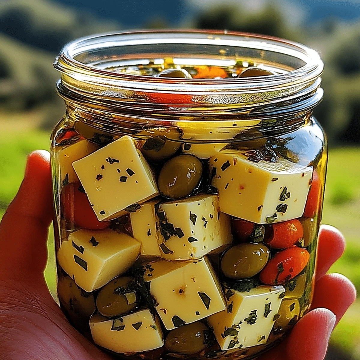 Marinated Cheese And Olives Recipe