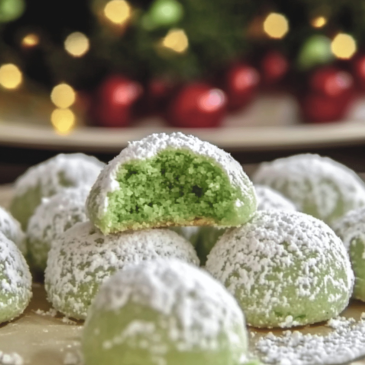 Grinch Snowball Cookies Recipe