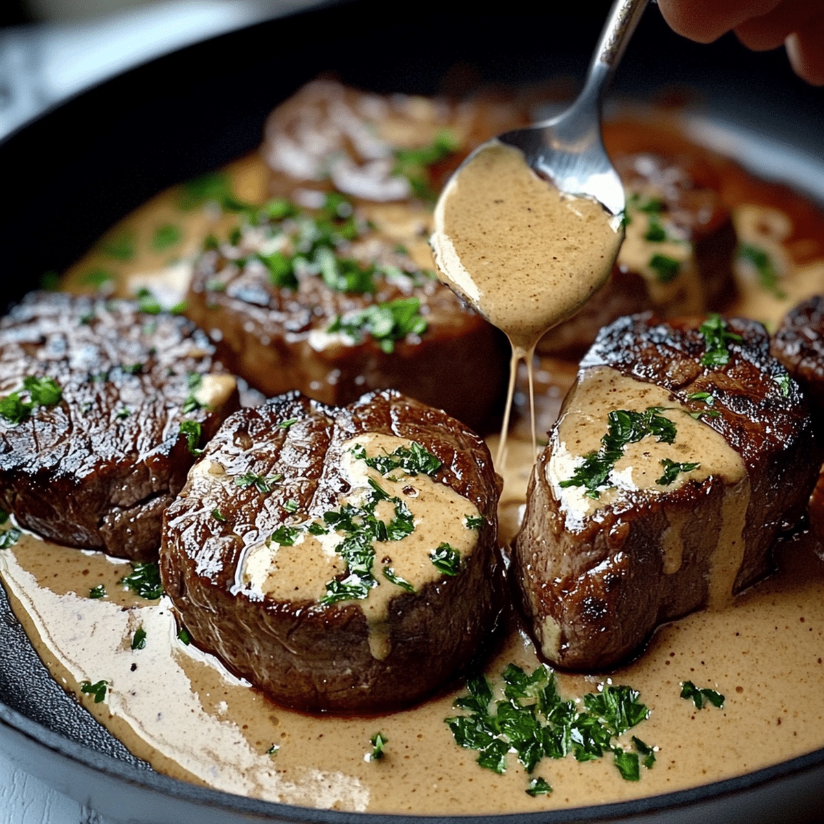 Tender Garlic Cream Steak Bites Recipe
