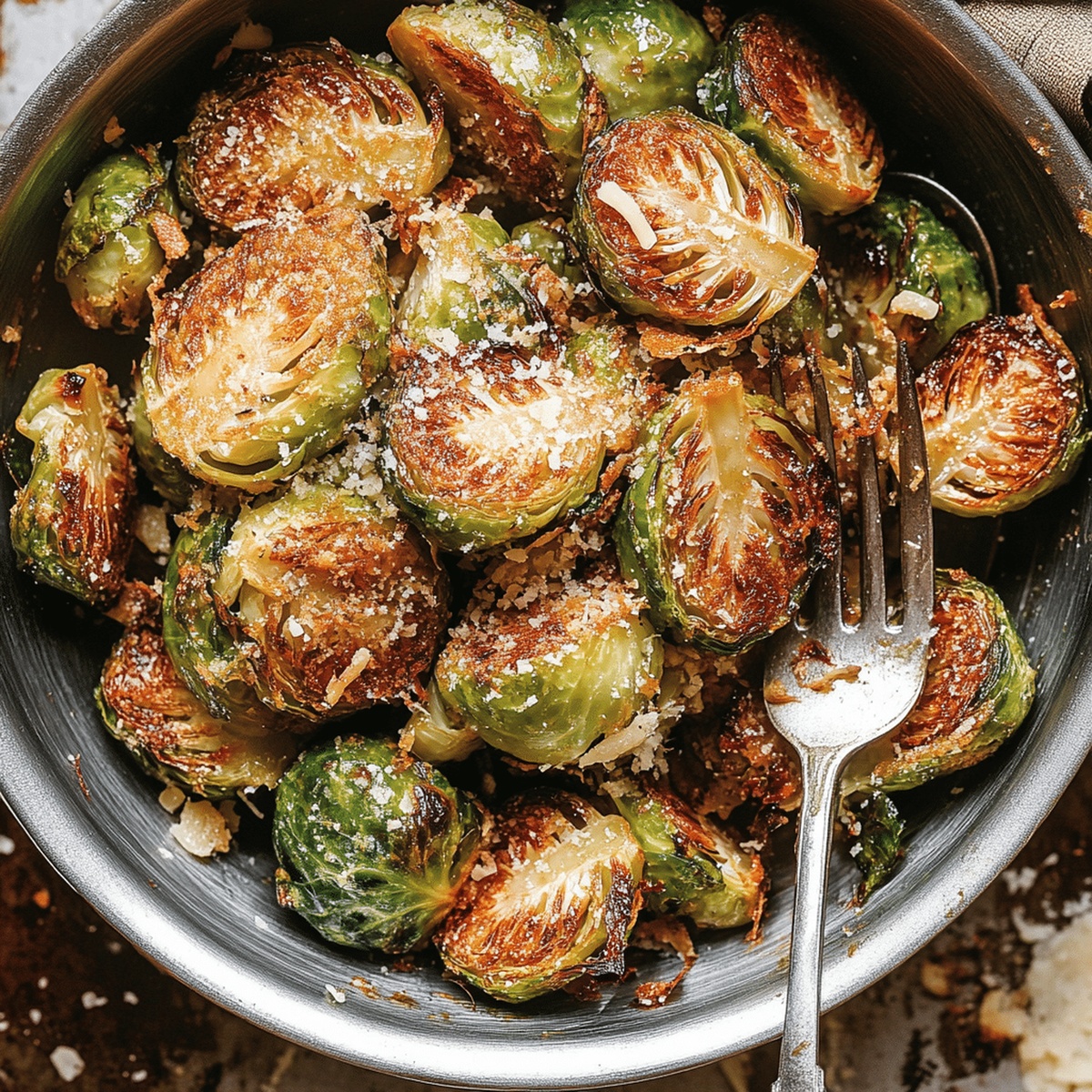 Crispy Garlic Parmesan Roasted Brussels Sprouts Recipe