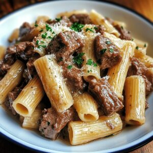 Garlic Parmesan Beef With Rigatoni Recipe