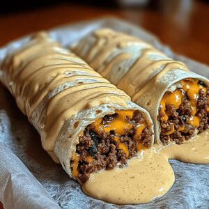 Cheesy Ground Beef Delight Wrap With Creamy Sauce Recipe
