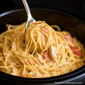 Cheesy Crockpot Chicken Spaghetti Recipe