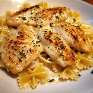 Lemon Garlic Chicken With Creamy Bowtie Pasta Recipe