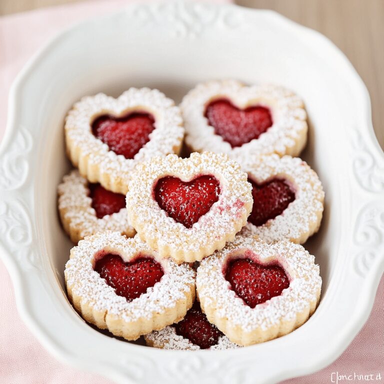 Romantic Linzer Strawberry Heart Cookies Recipe