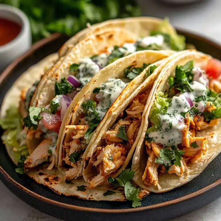 Shredded Chicken Tacos With Creamy Chimichurri Sauce Recipe
