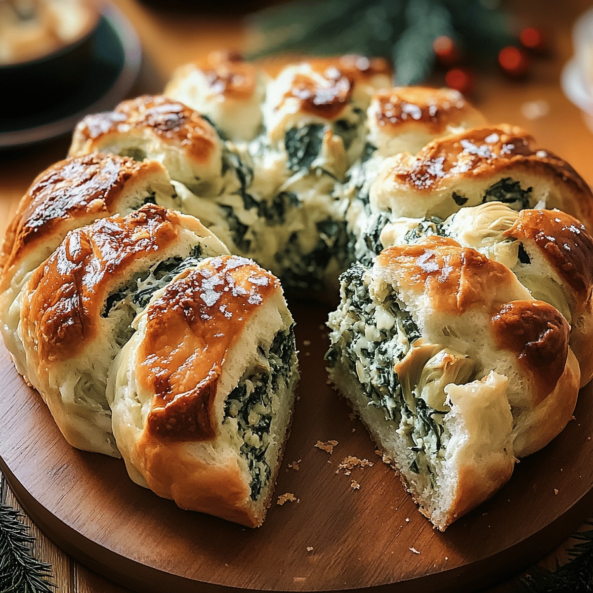 Spinach Artichoke Dip Pull-Apart Christmas Bread Recipe